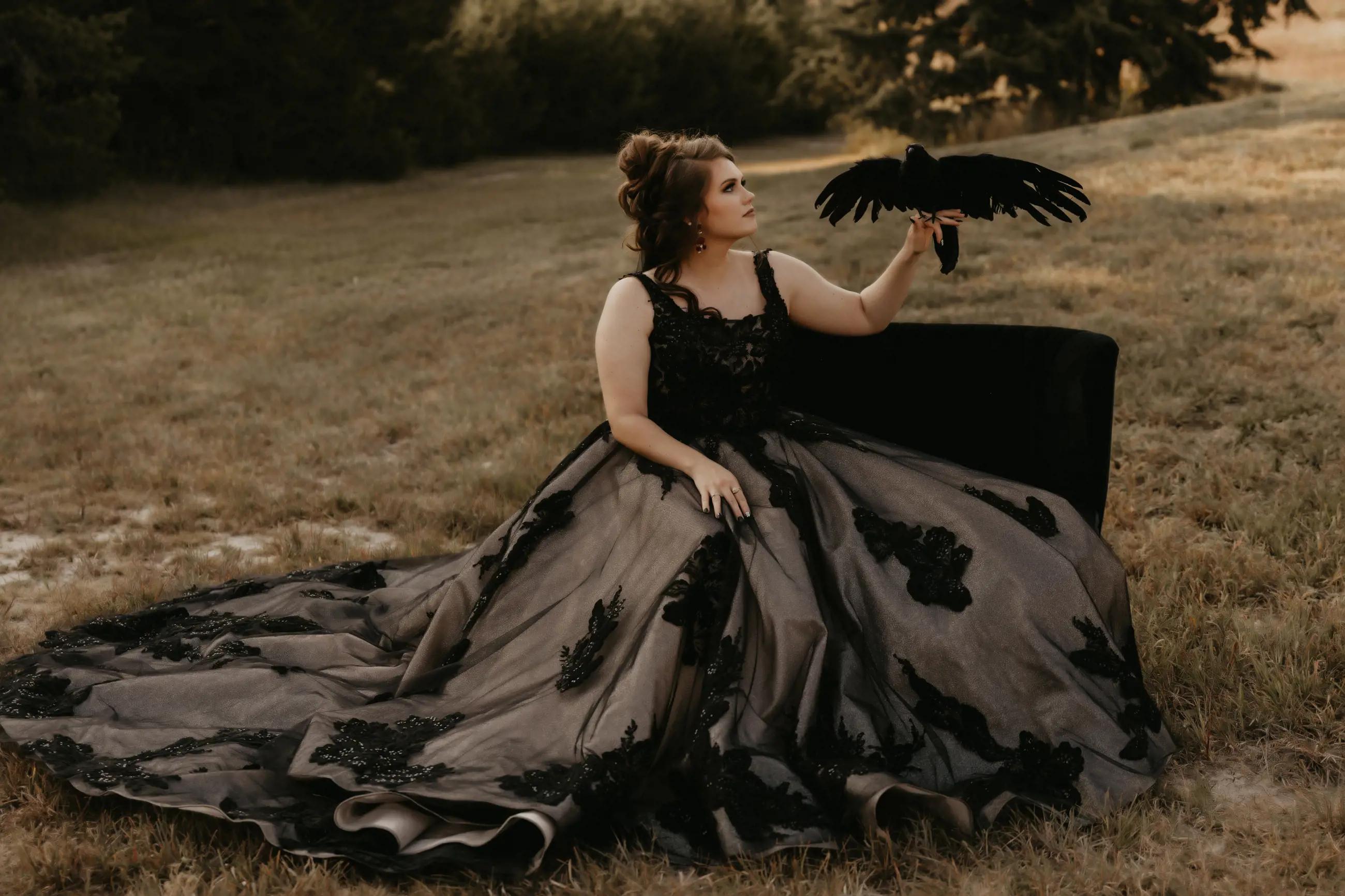 Sultry &#39;Til Death&#39; Styled Shoot ft. a Glittery Black Ballgown Image