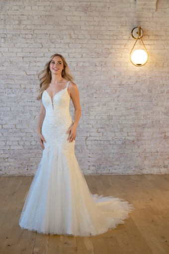 Stella York Style #7479 #0 default (IVIV-PL) Ivory Lace & Tulle ov Ivory Gown w Porcelain Tulle Plunge thumbnail
