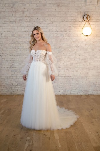 Stella York Style #7573 #0 default (IV-BC) Ivory Lace Tulle and Regal Organza over Biscotti Gown thumbnail