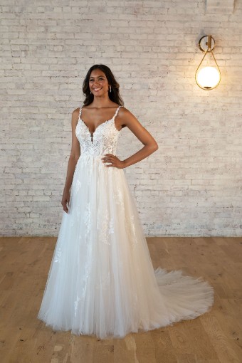 Stella York Style #7492 #0 default (IVAL-PL) IVR Lace IVR & ALM Tulle over ALM Gown w PLN Tulle Plunge thumbnail