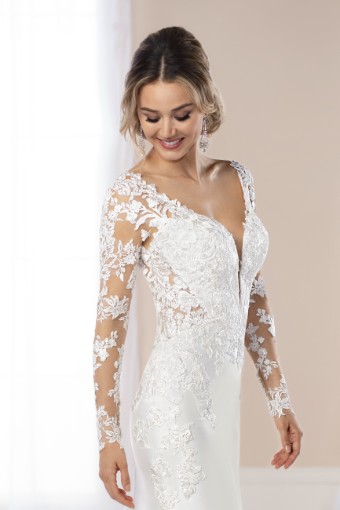Stella York Style #6994LS #2 (IV-PL) Ivory Gown with Porcelain Tulle Illusion thumbnail