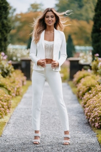 Allure Bridals Style #WL104-Women's Tuxedo-Cigarette Tux Pant #1 Ivory thumbnail