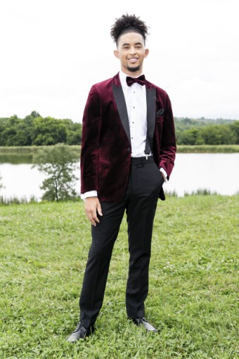 Larr Brio Style #JDVEL1P-Luxor Velvet-Jacket #0 default Burgundy/Black thumbnail